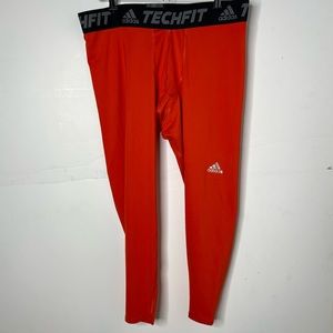 Adidas Men’s Techfit Climalite Base Layer Tights Leggings Pants Orange XXL 2XL